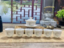 豹霖羊脂玉寶石黃功夫茶具套裝配茶盤德化陶瓷玲瓏蓋碗茶壺杯家用送禮 7頭蓋碗-寶石黃-窗花 7頭 曬單實(shí)拍圖