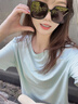 名創(chuàng)優(yōu)品（MINISO）白色t恤女2025新款夏季學(xué)生運(yùn)動(dòng)防曬衣防紫外線(xiàn)寬松涼感冰絲短袖 淺藍(lán)色(空白) M 160 (不褪色 不變形) 曬單實(shí)拍圖