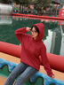 名創(chuàng  )優(yōu)品（MINISO）連帽衛衣男女2025新款美式重磅休閑外套青少年高級感寬松情侶衣服 酒紅(純色) M /170(男女同款) 曬單實(shí)拍圖