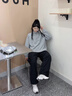 熊貓·本25SS休閑褲男寬松長(zhǎng)褲基礎(chǔ)款純色刺繡三防百搭舒適直筒褲 黑色 大氣層三防 L 曬單實(shí)拍圖