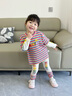 幼歌（YOUGE）春新中小童繽紛彩虹假兩件打底衫打底褲親膚透氣兩件套 彩色條紋 (上衣） 90 cm 曬單實(shí)拍圖