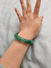 周大生曉山青天然冰飄花非洲翠手鐲石英質(zhì)玉碧綠手鐲送女生日禮物 甄選款平安鐲（鐲寬約10-13MM） 58圈號 曬單實(shí)拍圖