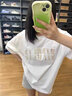 S·J·V·K2025新款字母短袖t恤女夏季寬松oversize學(xué)院風(fēng)情侶休閑百搭上衣 白色 M 曬單實(shí)拍圖