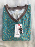 啄木鳥(niǎo)2026春季新款裝復古碎花V領(lǐng)長(cháng)袖T恤女寬松百搭棉麻上衣女 藍色 2XL 建議131-145斤 曬單實(shí)拍圖