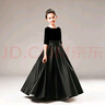 晚禮服黑色女童禮服鋼琴演出服公主裙小提琴演奏 黑色 170 曬單實(shí)拍圖