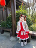 迪士尼兒童拜年服女童中國風(fēng)唐裝漢服加絨加厚公主裙秋冬新年元旦喜慶服 紅色拜年服送頭飾 加厚 140 _適合6歲寶寶重48-56斤 曬單實(shí)拍圖