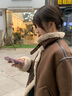 GARNUO皮毛一體外套女羊羔毛2025新款冬季鹿麂皮絨機(jī)車服加厚羊羔絨夾克 棕色 M 【101-115斤】 曬單實(shí)拍圖