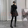 黛芙熙2025新款女裝冬季修身收腰中長(cháng)款羽絨服女黑色顯瘦雙排扣立領(lǐng)外套 黑色 XL 126-143 曬單實(shí)拍圖