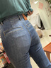 edition微喇緊身牛仔褲女夏款重工洗水復(fù)古散邊九分褲顯瘦長褲 牛仔藍色 XXS 曬單實拍圖