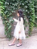 G.DUCKKIDS小黃鴨女童連衣裙春秋2024新款洋氣演出服兒童公主裙女孩白色紗裙 杏色 150 尺碼11~12歲【140-150cm】 曬單實(shí)拍圖
