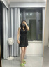妙奕嘉泳衣女2025新款游泳衣連體顯瘦遮肚子泳裝成人女士性感海邊沙灘裙 掛脖綁帶連體裙式泳衣【黑色】 均碼 【建議85-120斤】 曬單實(shí)拍圖