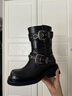 SugarSu酥履章若楠白鹿同款秋冬新款擦色美拉德時(shí)裝高跟短靴女 黑色 37 曬單實(shí)拍圖
