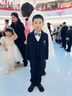 G.duck兒童西裝套裝男童花童禮服鋼琴演出服中大童帥氣小孩西服外套秋冬 黑灰色【西裝+馬甲+長(cháng)褲+襯衫】  130 cm 曬單實(shí)拍圖