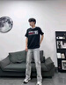 悸囈中大童美式高街百搭顯瘦牛仔褲休閑潮ins直筒黑色煙灰色褲子男女 煙灰色 150 曬單實(shí)拍圖