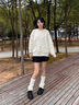 卓詩尼英倫風(fēng)小皮鞋女2025秋季新款厚底增高小個子樂福鞋女鞋子系帶單鞋 黑色 37 曬單實拍圖