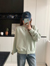 玖姿·安娜蔻慵懶松弛莫代爾云感空氣層繭形衛(wèi)衣外套女2025春季新款 淺綠 M 曬單實拍圖