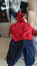 ASK JUNIOR新年騏驥紅男童衛衣兒童冬加厚針織運動(dòng)服立體耳朵蜘蛛俠套頭 100 曬單實(shí)拍圖