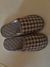 索凱特不傷地板無(wú)聲室內拖鞋包頭秋季冬棉布格子防滑膠底家居靜音拖鞋男 男膠底 包腳 淺棕格 44-45 男大適合42-43腳 曬單實(shí)拍圖