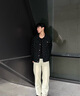 WHIM NASA男士牛仔外套男春秋季夾克男裝工裝寬松美式復(fù)古格子潮牌寬松休閑 黑色 XL 曬單實拍圖