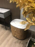 輕奢實(shí)木床頭柜巖板橢圓形北歐床邊柜美式臥室皮質(zhì)收納柜大師設計 米黃色+白色巖板 60*47*55 cm 曬單實(shí)拍圖