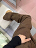 DGOV深咖色牛仔褲女秋季新款胖妹妹mm高腰寬松顯瘦闊腿褲梨形身材褲子 棕咖色（zt） M 建議90-100斤 曬單實(shí)拍圖