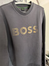 雨果博斯（HUGO BOSS） 3D logo徽標刺繡圓領(lǐng)長(cháng)袖套頭衛衣男款50493511027 深灰色 L  曬單實(shí)拍圖