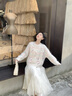 Mandy Zhang法式氣質(zhì)亮片羊駝毛針織衫女秋季設(shè)計(jì)感漸變色長(zhǎng)袖毛衣 桃白珠貝 均碼 曬單實(shí)拍圖