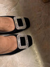 NINE WEST/玖熙羊反絨高跟鞋女粗跟2025新款優(yōu)雅通勤水鉆方扣方頭中跟單鞋 黑色 37 曬單實拍圖