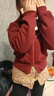 可可鴨（QQ DUCK）童裝兒童外套女童連帽上衣短款夾克青少年衣服貓咪外套酒紅；140 曬單實拍圖