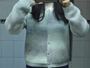 自巧（ZIQIAO）小個(gè)子慵懶風(fēng)漸變色毛衣針織開(kāi)衫外套女2023秋冬新款小眾上衣 藍灰漸變 M (4碼) 曬單實(shí)拍圖