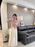 ELAND【花苞裙】衣戀半身裙女后腰橡筋下擺抽褶長(zhǎng)裙2025夏季新款 象牙白/白色(39)Ivory S 曬單實(shí)拍圖