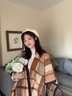 VINEY披肩女2025新款圍巾女格子百搭空調(diào)房斗篷護(hù)肩頸毛毯女外搭送女友 楓葉黃-高端禮盒裝 曬單實(shí)拍圖