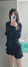 凡伊笑黑色長袖連衣裙女秋冬季配大衣打底裙子高級包臀裙純欲小個子顯瘦 黑色荷葉邊修身短裙 L 【建議105-120斤】 曬單實拍圖