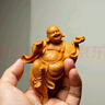 崖柏木雕刻大肚彌勒佛裝飾中式客廳擺件實木笑佛中式家居玄關(guān)供奉 崖柏木精雕進寶彌勒約9公分送盒 曬單實拍圖