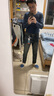 新百倫高端牛仔褲男修身彈力直筒休閑百搭潮牌春秋新款韓版九分褲子男 復古藍【長(cháng)褲】 加絨 32 【建議145-155斤】 曬單實(shí)拍圖