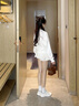 Teenie Weenie小熊女裝衛(wèi)衣2025春季新款休閑復古時尚圓領慵懶上衣 象牙白 XS 曬單實拍圖