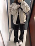 迪伽達(dá)秋冬外套男飛行夾克男棉服外套男加絨加厚棒球服男美式復(fù)古感情侶 TMZXF-W04灰色（春秋款） 2XL 【建議135-150斤】 曬單實(shí)拍圖
