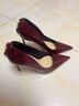 藍晨語(yǔ)依歐美漆皮性感尖頭超高跟鞋女2025年春季時(shí)尚金屬扣配禮服細跟單鞋 酒紅色 9cm 38 曬單實(shí)拍圖
