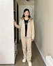 皮爾卡丹（pierre cardin）運動(dòng)套裝女春秋2025新款品牌休閑外套連帽時(shí)尚氣質(zhì)跑步服三件套潮 白色/姜黃（三件套）高品質(zhì) L【適合102斤以下】 曬單實(shí)拍圖