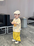幼歌（YOUGE）嬰幼海洋動(dòng)物條紋撞色短袖元?dú)鈱捤缮弦?黃白條紋 90 cm 曬單實(shí)拍圖