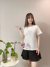 lagogo純棉印花簡(jiǎn)約正肩白色T恤女拉谷谷2025春新款甜美短袖上衣 本白色 M 曬單實(shí)拍圖