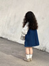 G.DUCKKIDS小黃鴨女童牛仔裙套裝春季2025新款兒童娃娃衫馬甲裙子寶寶連衣裙 藍(lán)色（襯衫+背帶裙） 100 cm 曬單實拍圖