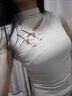 舒裟直播女主播服裝上鏡甜辣妹旗袍顯胸大緊身上衣T恤純欲風(fēng)短款 杏色 XL 曬單實(shí)拍圖
