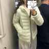 坦博爾輕薄羽絨服女短款連帽百搭休閑秋冬女士外套 清水綠 M(165) 曬單實拍圖