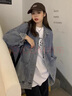 翊尚美牛仔外套女復古春季新款美式韓版百搭顯瘦工裝夾克女長(cháng)袖上衣 復古藍色 XL 【推薦130-145斤】 曬單實(shí)拍圖