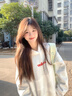 辰衣純純棉美式字母小火苗刺繡連帽衛(wèi)衣女2025新款秋冬加絨小眾休閑外套 白色（加絨款優(yōu)質(zhì)版） L 曬單實(shí)拍圖