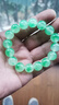 ECK天然緬甸翡翠冰種帶孔散珠飄綠花轉運圓珠子DIY玉石手鏈項鏈單顆 翠綠色 12mm 曬單實(shí)拍圖