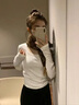 純棉白色內(nèi)搭基礎(chǔ)打底衫女春秋冬修身正肩u領(lǐng)長袖t恤百搭收腰上衣 白色 M 曬單實拍圖