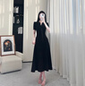 CTOX2025年新款法式赫本風(fēng)黑色連衣裙子夏季女裝氣質(zhì)小個(gè)子感收腰長(zhǎng)裙 氣質(zhì)小黑裙 M 45/55kg 曬單實(shí)拍圖