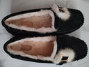 OZZEG澳洲冬季新款豆豆鞋女皮毛一體保暖加絨棉鞋厚底防滑毛毛孕婦鞋 黑色 39 曬單實(shí)拍圖